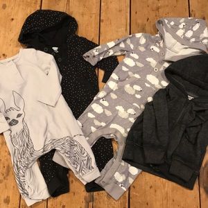 Black and Gray bundle! 3 one pieces and zip up!